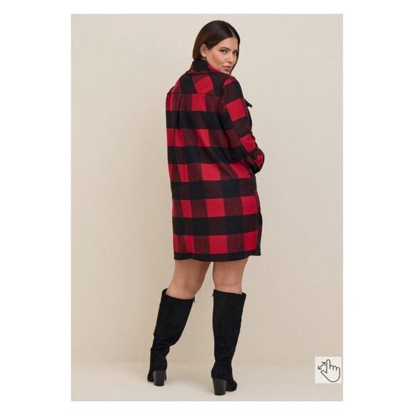Torrid Black&Red Plaid Wool Relaxed Shacket Sz.2 NWT - Picture 3 of 16